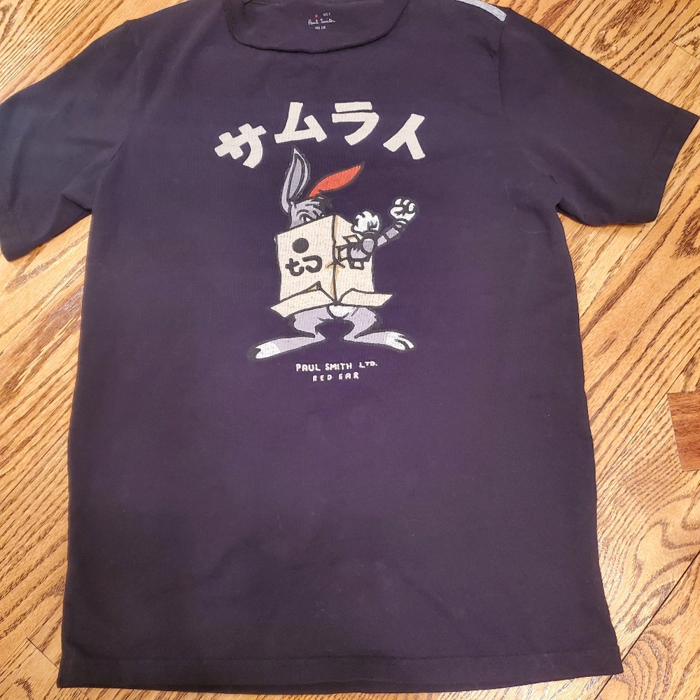 💥💫HOST PICK!💥💫Paul Smith Men size 8 blk 'red ear" bunny graphic tee, UNIQUE!